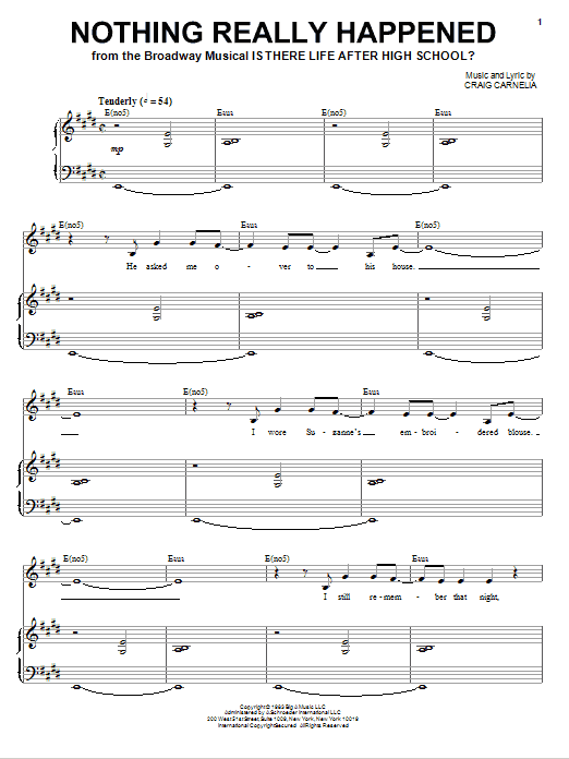 Download Craig Carnelia Nothing Really Happened Sheet Music and learn how to play Piano & Vocal PDF digital score in minutes