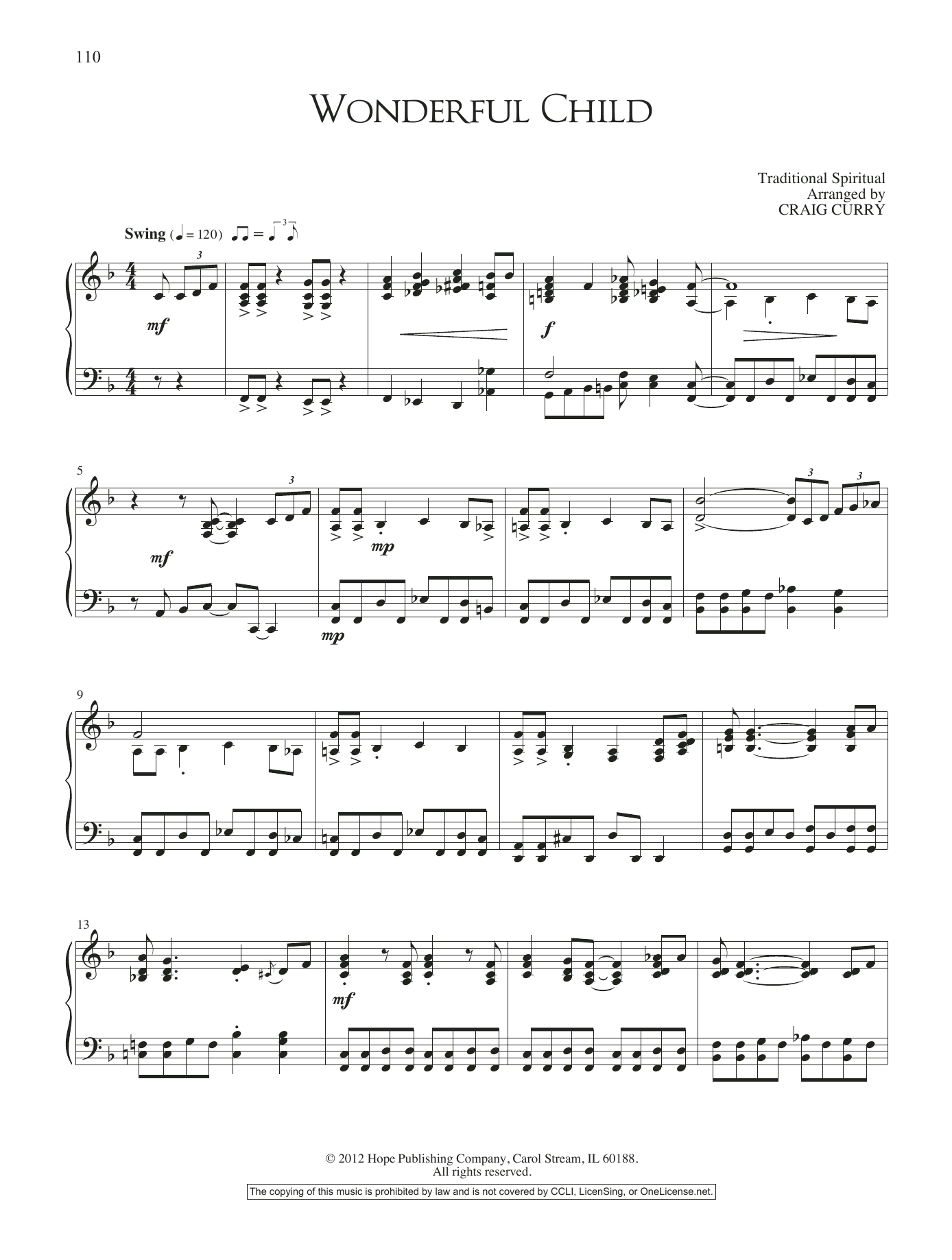 Download Craig Curry Wonderful Child Sheet Music and learn how to play Piano Solo PDF digital score in minutes
