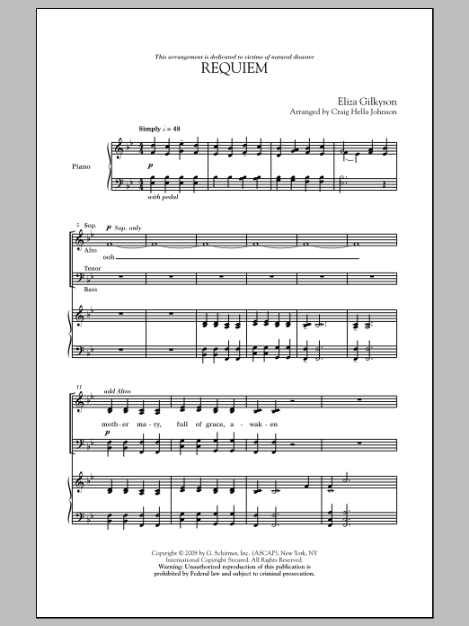 Download Craig Hella Johnson Requiem Sheet Music and learn how to play SATB PDF digital score in minutes