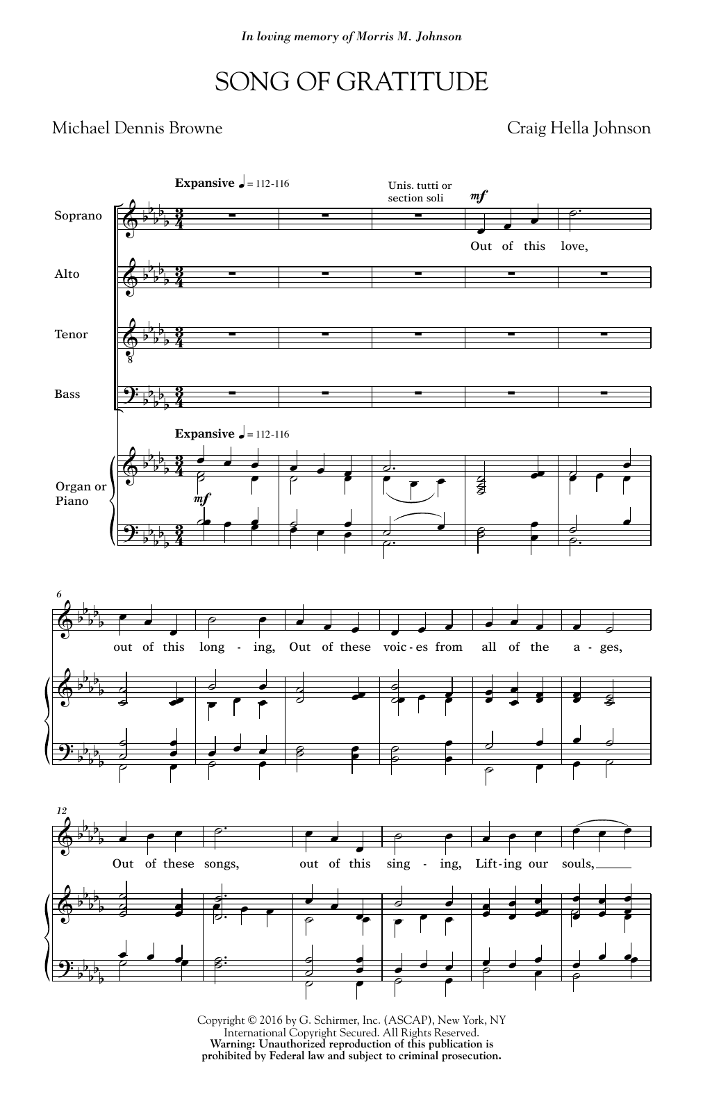 Download Craig Hella Johnson Song Of Gratitude Sheet Music and learn how to play SATB PDF digital score in minutes