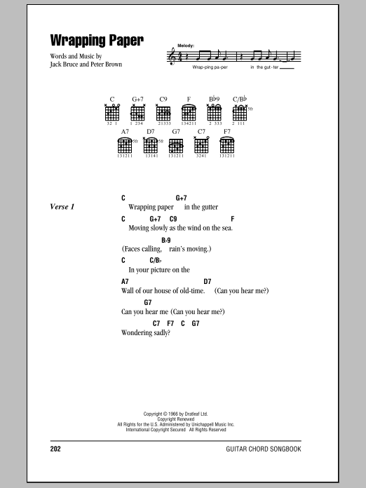 Download Cream Wrapping Paper Sheet Music and learn how to play Lyrics & Chords PDF digital score in minutes