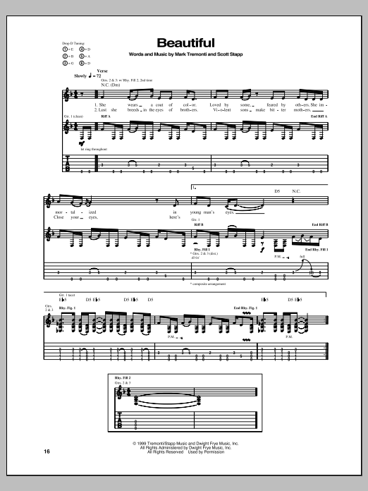 Download Creed Beautiful Sheet Music and learn how to play Guitar Tab PDF digital score in minutes