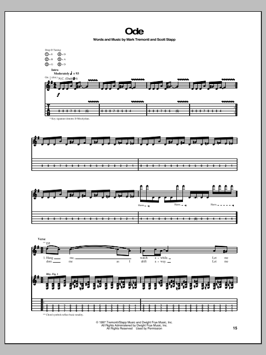 Download Creed Ode Sheet Music and learn how to play Guitar Tab PDF digital score in minutes