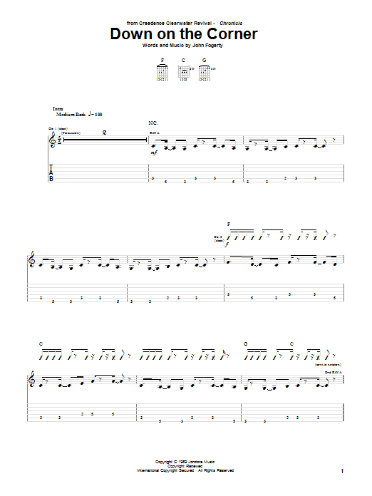Download Creedence Clearwater Revival Down On The Corner Sheet Music and learn how to play Chord Buddy PDF digital score in minutes