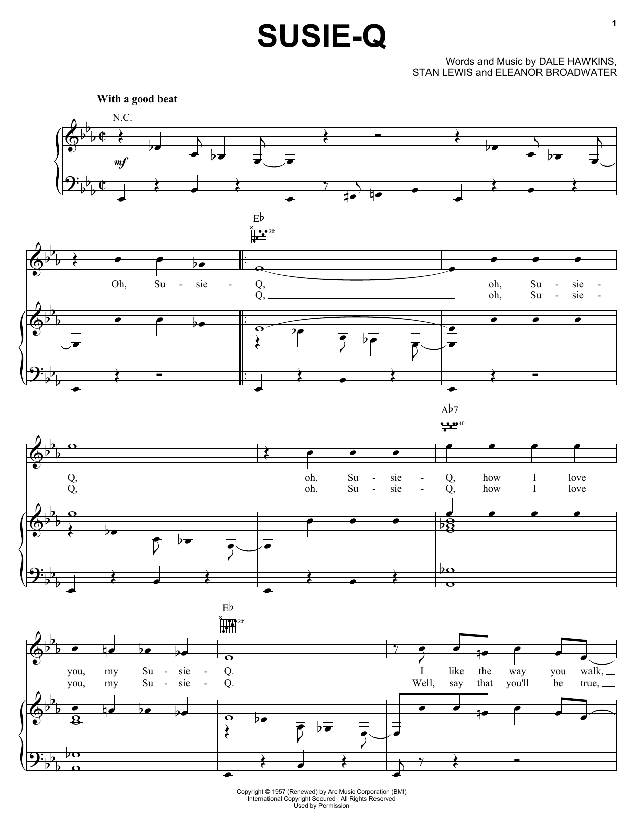 Download Creedence Clearwater Revival Sheet Music and learn how to play Piano, Vocal & Guitar (Right-Hand Melody) PDF score in minutes