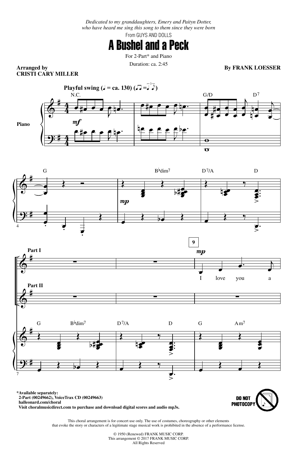 Download Cristi Cary Miller A Bushel And A Peck Sheet Music and learn how to play 2-Part Choir PDF digital score in minutes