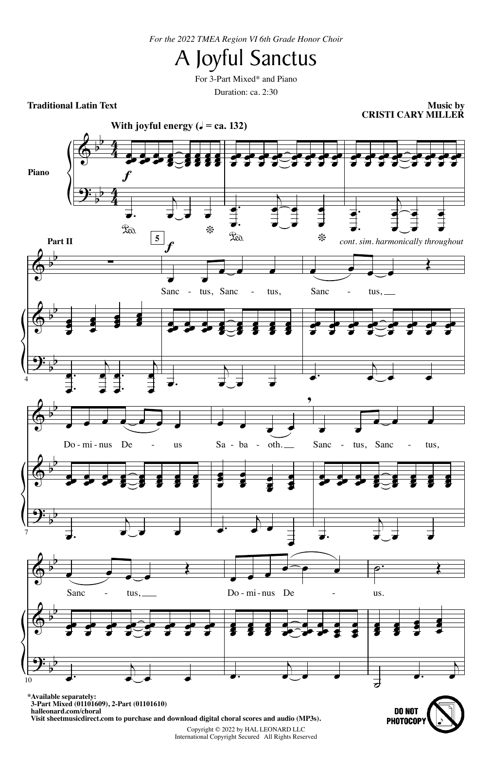 Download Cristi Cary Miller A Joyful Sanctus Sheet Music and learn how to play 3-Part Mixed Choir PDF digital score in minutes