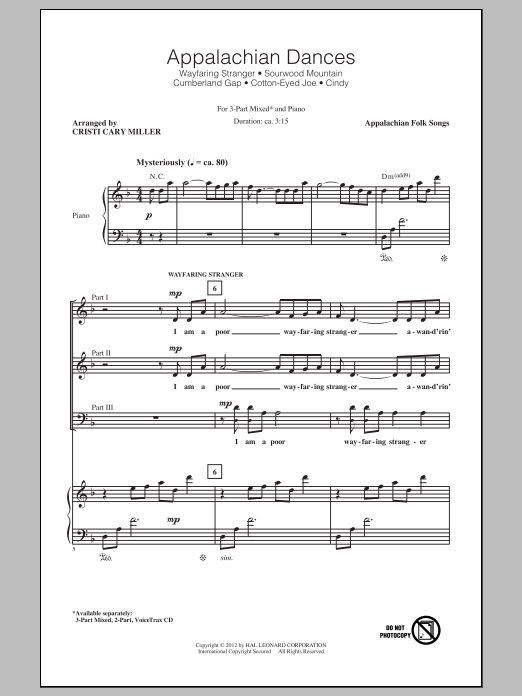 Download Cristi Cary Miller Appalachian Dances (Medley) Sheet Music and learn how to play 3-Part Mixed PDF digital score in minutes