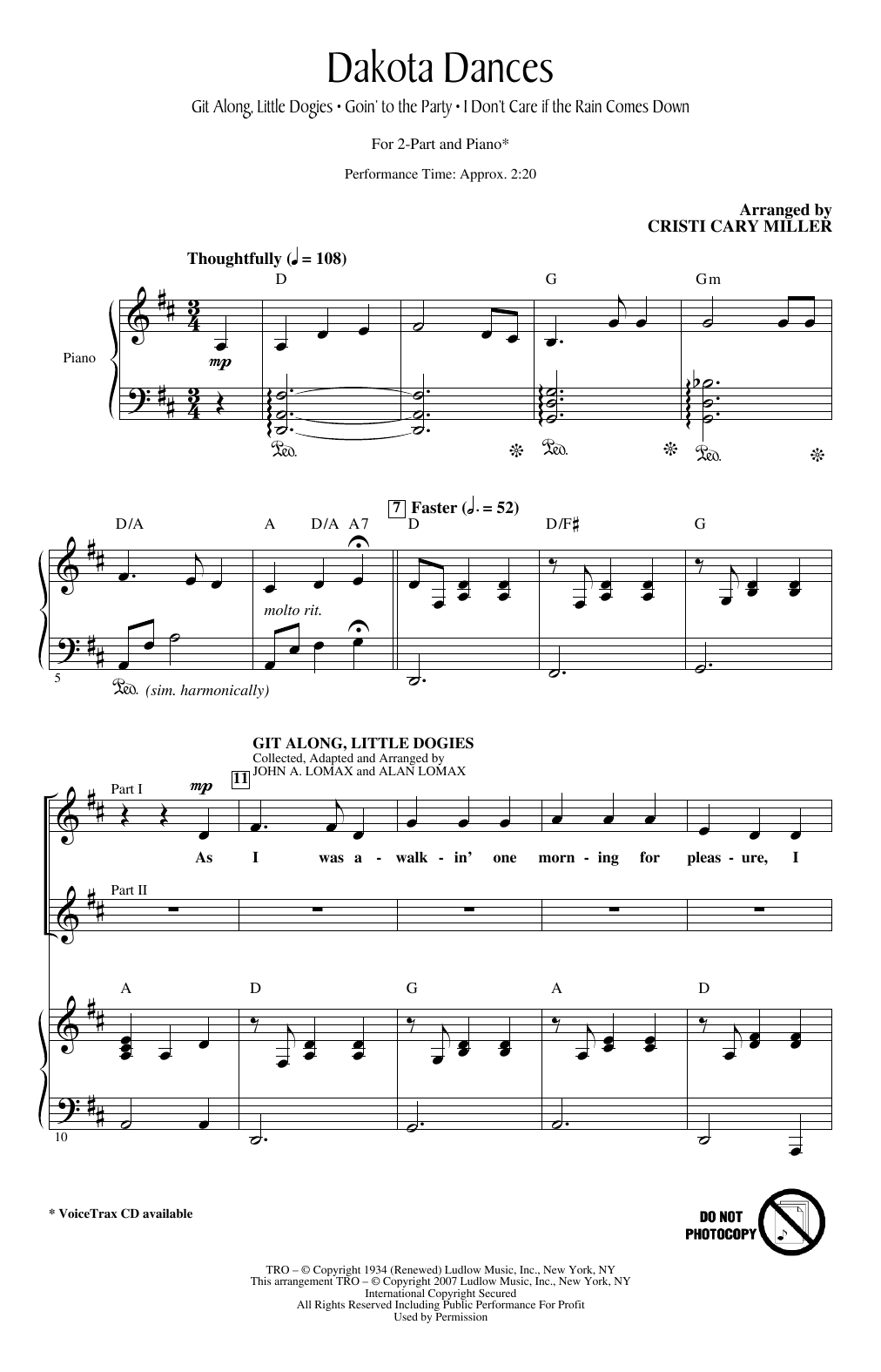 Download Cristi Cary Miller Dakota Dances Sheet Music and learn how to play 2-Part Choir PDF digital score in minutes