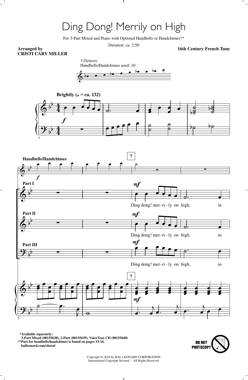 Download Christmas Carol Ding Dong! Merrily On High (arr. Cristi Cary Miller) Sheet Music and learn how to play 2-Part Choir PDF digital score in minutes