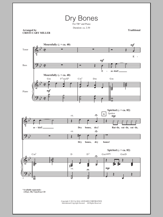 Download Traditional Dry Bones (arr. Cristi Cary Miller) Sheet Music and learn how to play TB PDF digital score in minutes