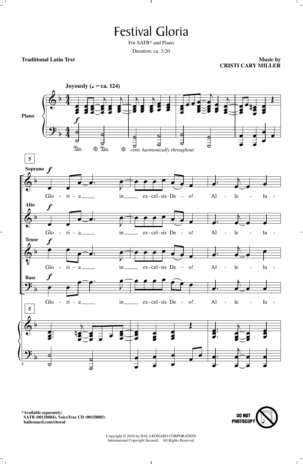 Download Cristi Cary Miller Festival Gloria Sheet Music and learn how to play SATB PDF digital score in minutes