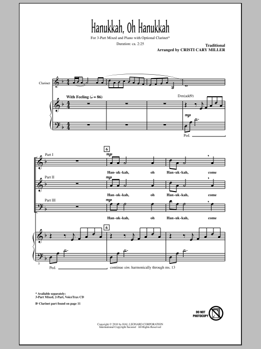Download Cristi Cary Miller Hanukkah, Oh Hanukkah Sheet Music and learn how to play 2-Part Choir PDF digital score in minutes