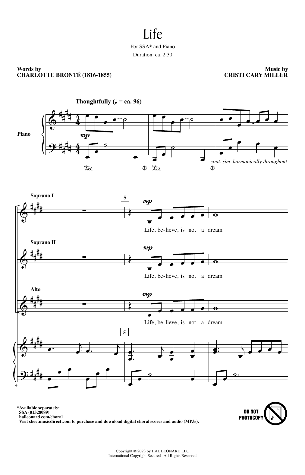Download Cristi Cary Miller Life Sheet Music and learn how to play SSA Choir PDF digital score in minutes