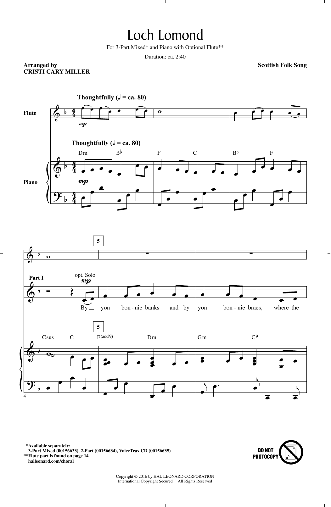 Download Cristi Cary Miller Loch Lomond Sheet Music and learn how to play 2-Part Choir PDF digital score in minutes