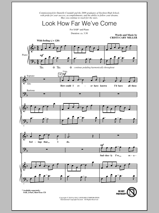 Download Cristi Cary Miller Look How Far We've Come Sheet Music and learn how to play 2-Part Choir PDF digital score in minutes