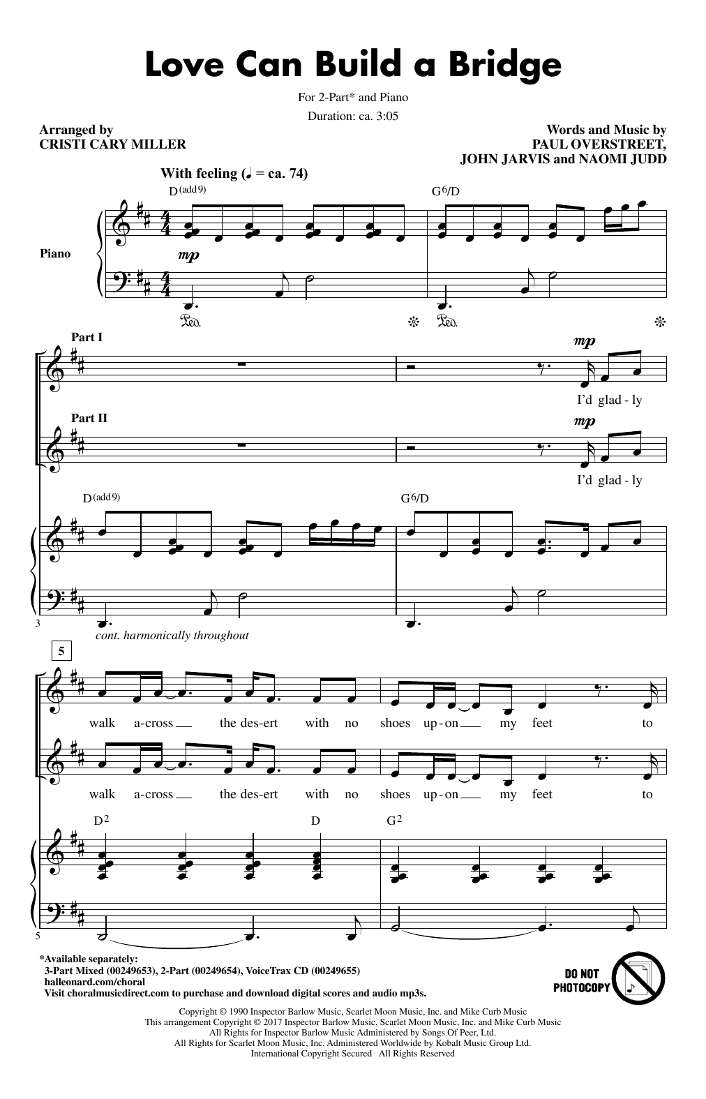 Download Cristi Cary Miller Love Can Build A Bridge Sheet Music and learn how to play 2-Part Choir PDF digital score in minutes