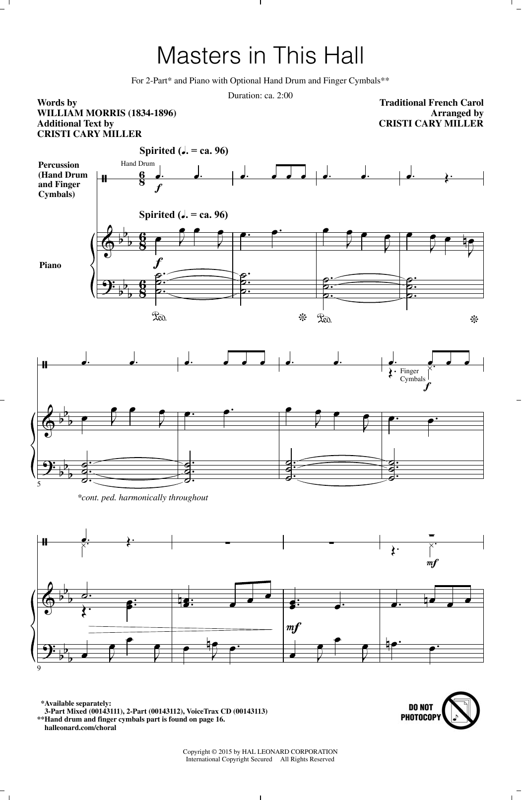 Download Cristi Cary Miller Masters In This Hall Sheet Music and learn how to play 2-Part Choir PDF digital score in minutes