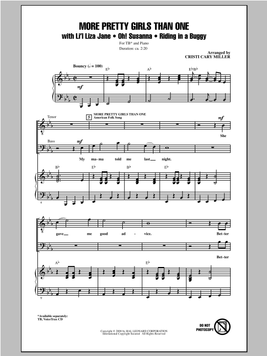 Download Cristi Cary Miller More Pretty Girls Than One Sheet Music and learn how to play TB PDF digital score in minutes