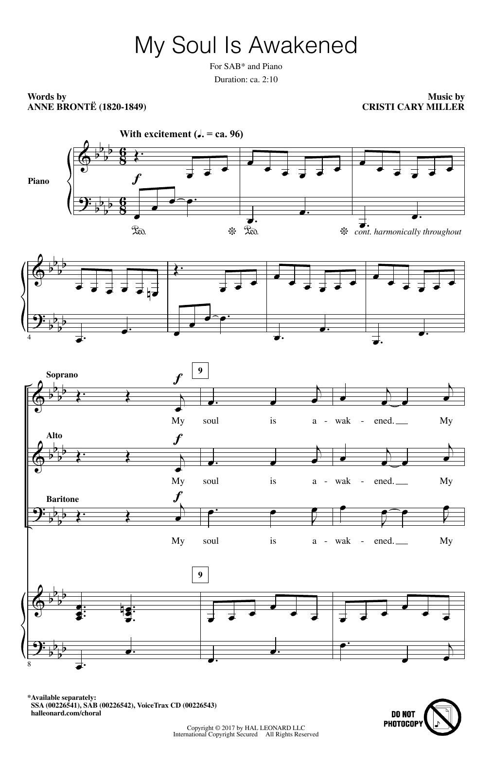 Download Cristi Cary Miller My Soul Is Awakened Sheet Music and learn how to play SSA PDF digital score in minutes