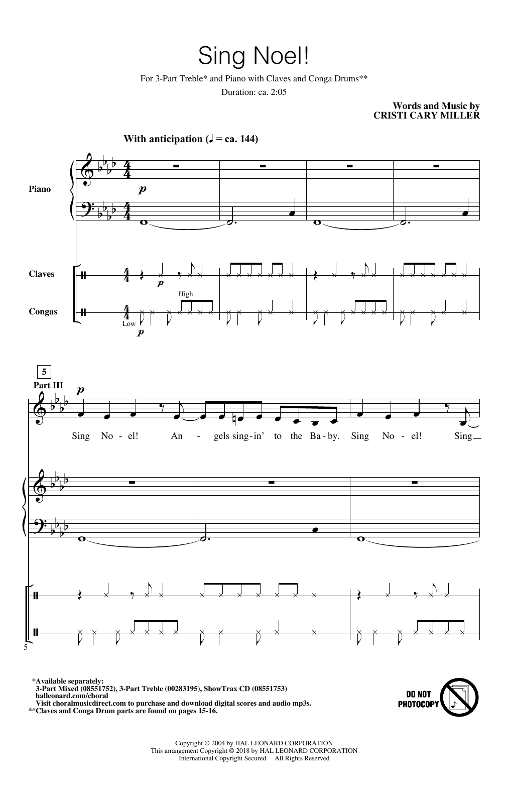 Download Cristi Cary Miller Sing Noel! Sheet Music and learn how to play 3-Part Mixed Choir PDF digital score in minutes