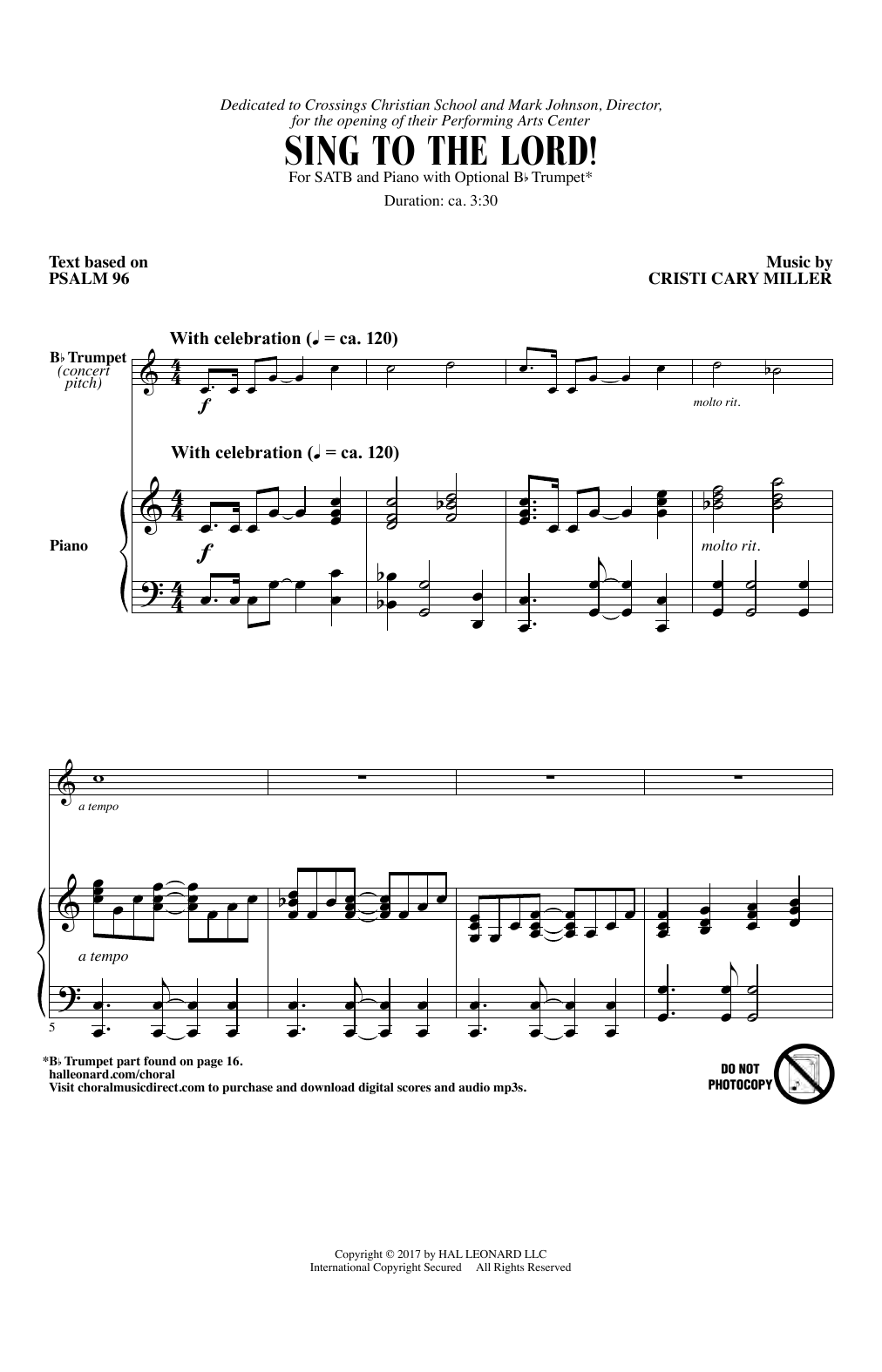 Download Cristi Cary Miller Sing To The Lord! Sheet Music and learn how to play SATB Choir PDF digital score in minutes