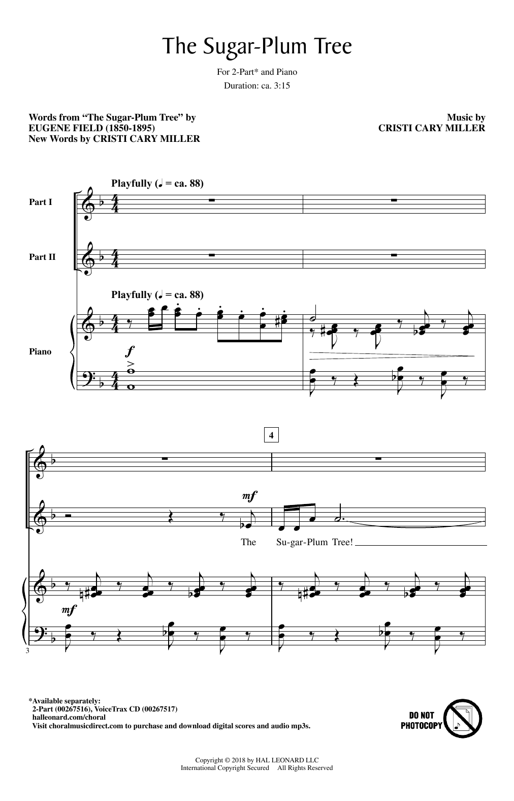 Download Cristi Cary Miller The Sugar-Plum Tree Sheet Music and learn how to play 2-Part Choir PDF digital score in minutes
