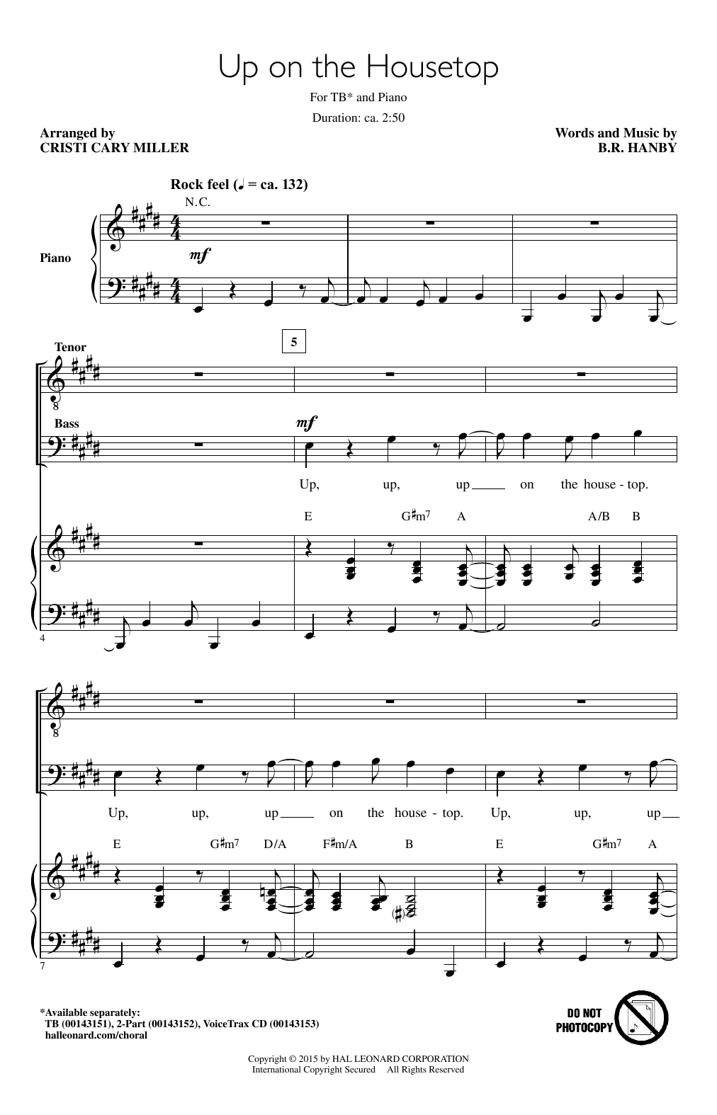 Download Cristi Cary Miller Up On The Housetop Sheet Music and learn how to play 2-Part Choir PDF digital score in minutes