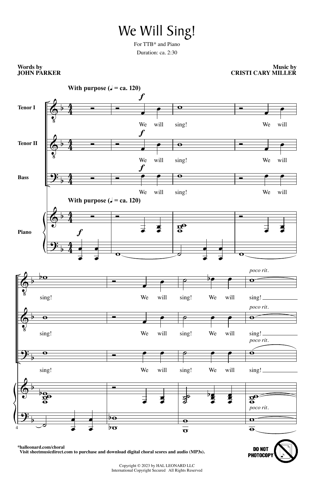 Download Cristi Cary Miller We Will Sing! Sheet Music and learn how to play Choir PDF digital score in minutes