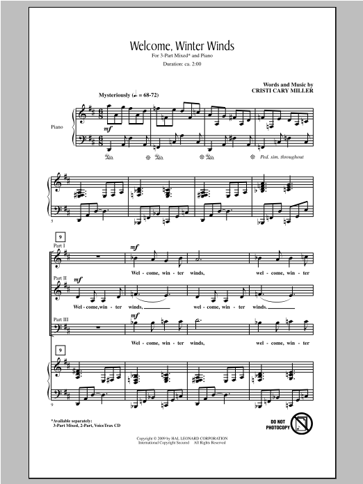 Download Cristi Cary Miller Welcome Winter Winds Sheet Music and learn how to play 2-Part Choir PDF digital score in minutes