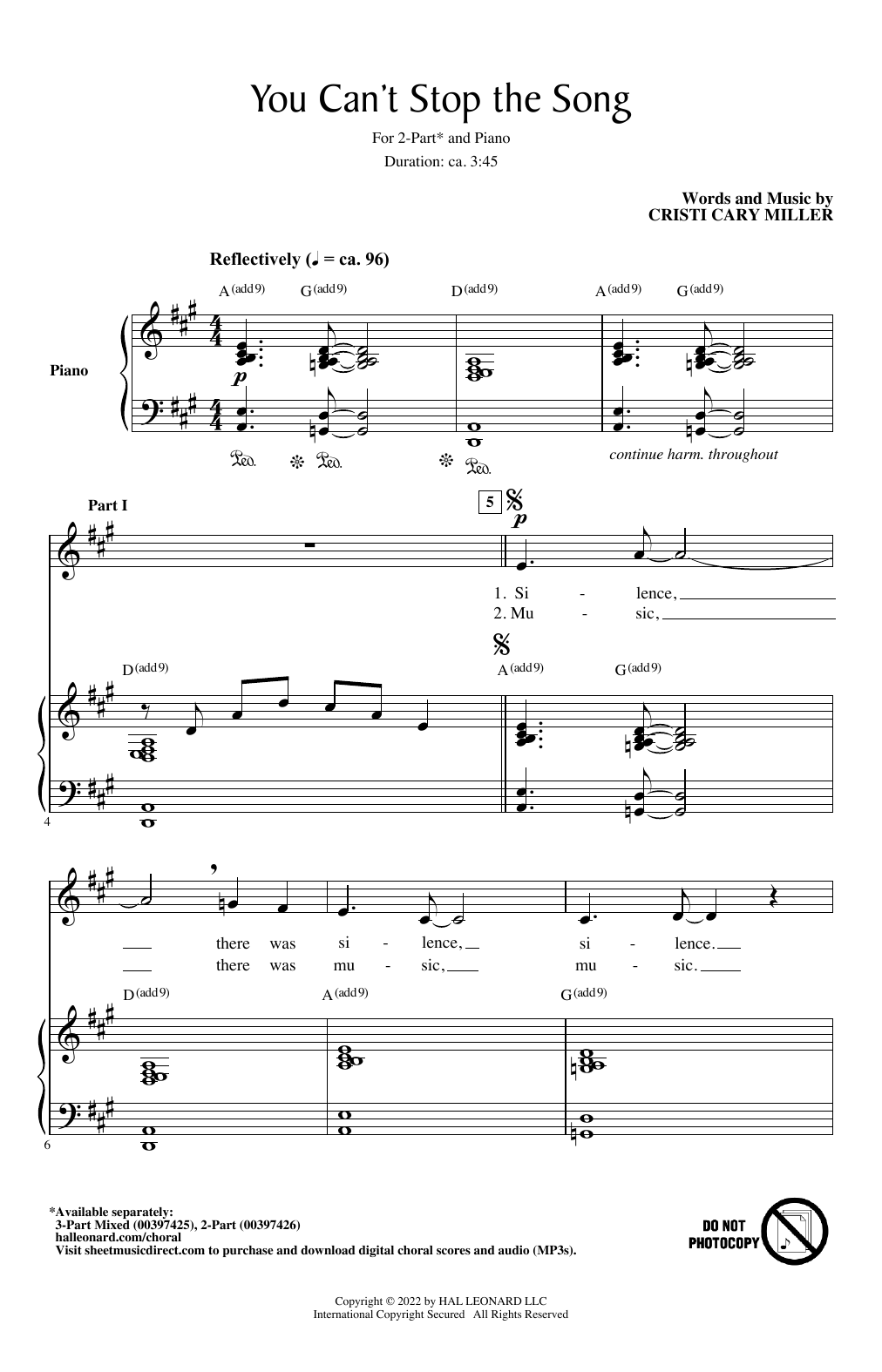 Download Cristi Cary Miller You Can't Stop The Song Sheet Music and learn how to play 3-Part Mixed Choir PDF digital score in minutes