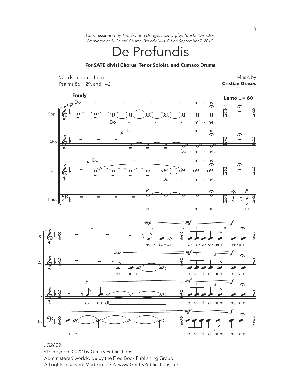 Download Cristian Grases De Profundis Sheet Music and learn how to play Choir PDF digital score in minutes
