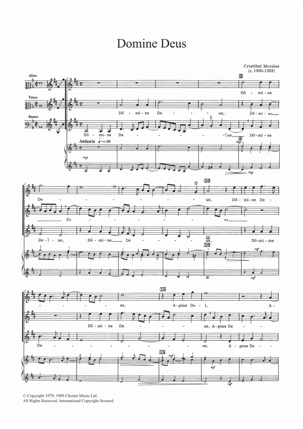 Download Cristobal Morales Domine Deus Sheet Music and learn how to play STB PDF digital score in minutes