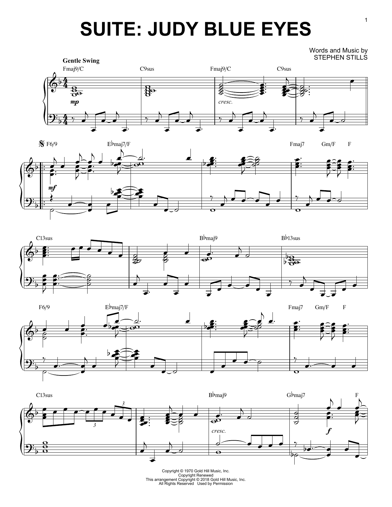 Download Crosby, Stills & Nash Suite: Judy Blue Eyes [Jazz version] Sheet Music and learn how to play Piano Solo PDF digital score in minutes