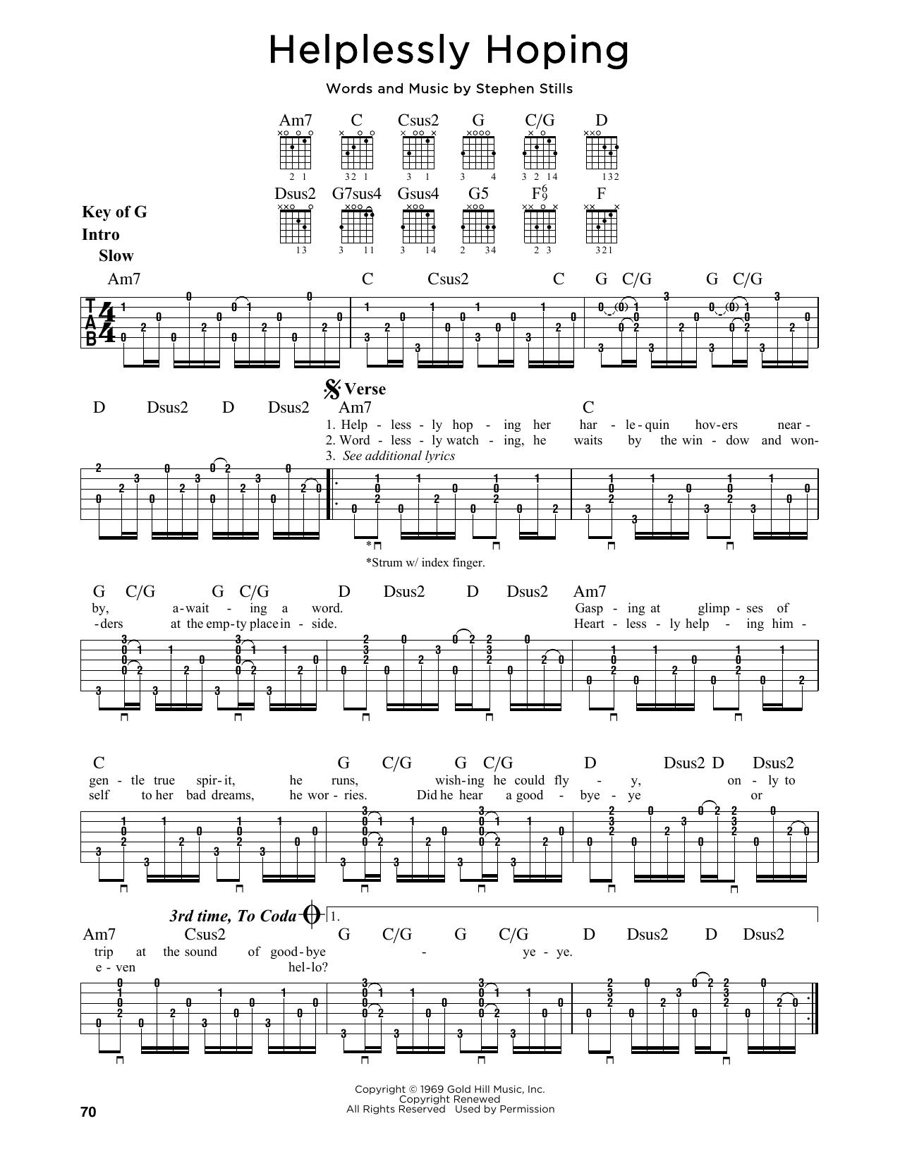 Download Crosby, Stills and Nash Helplessly Hoping Sheet Music and learn how to play Guitar Lead Sheet PDF digital score in minutes