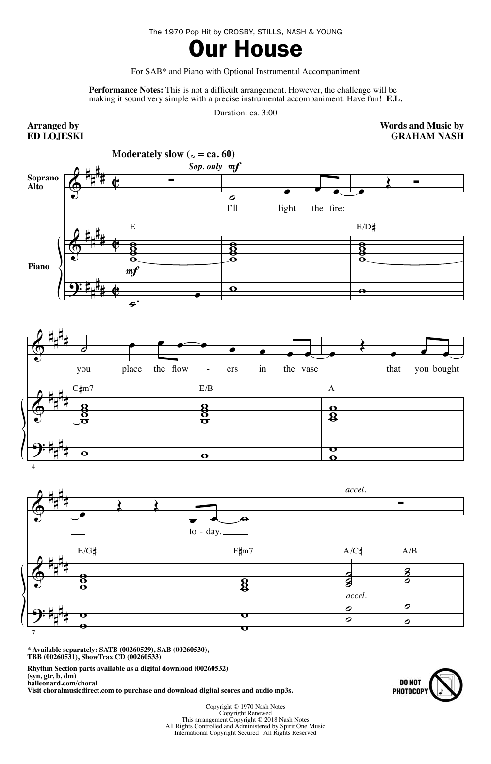 Download Ed Lojeski Our House Sheet Music and learn how to play SAB PDF digital score in minutes