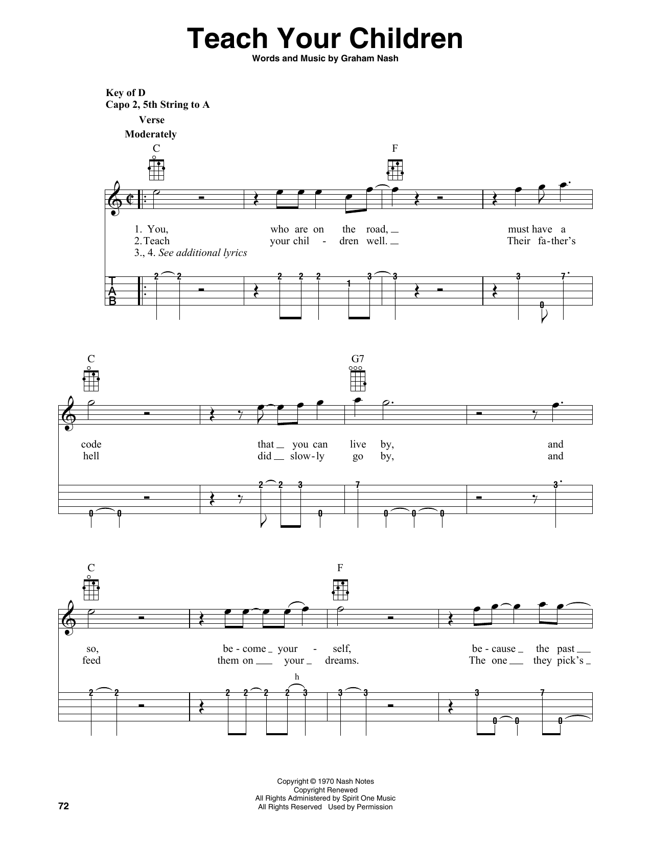 Download Crosby, Stills, Nash & Young Teach Your Children (arr. Fred Sokolow) Sheet Music and learn how to play Banjo Tab PDF digital score in minutes