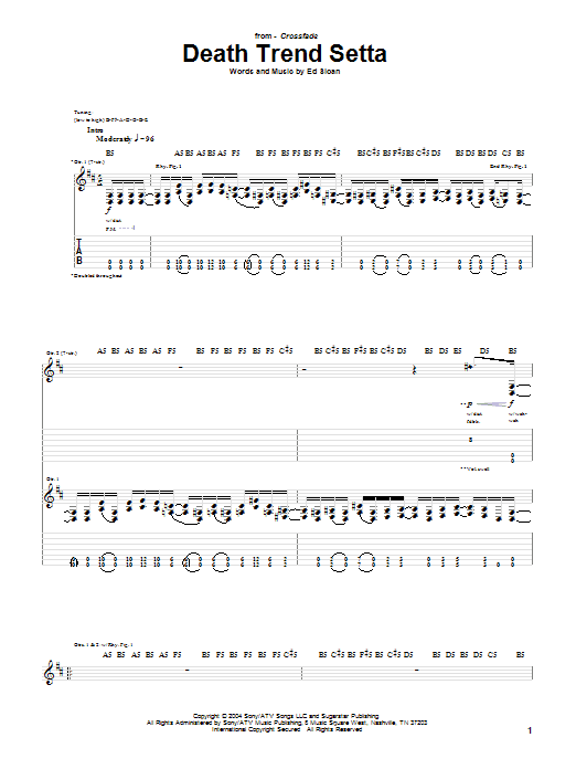 Download Crossfade Death Trend Setta Sheet Music and learn how to play Guitar Tab PDF digital score in minutes
