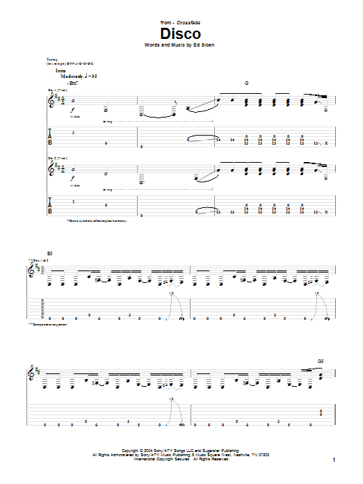 Download Crossfade Disco Sheet Music and learn how to play Guitar Tab PDF digital score in minutes