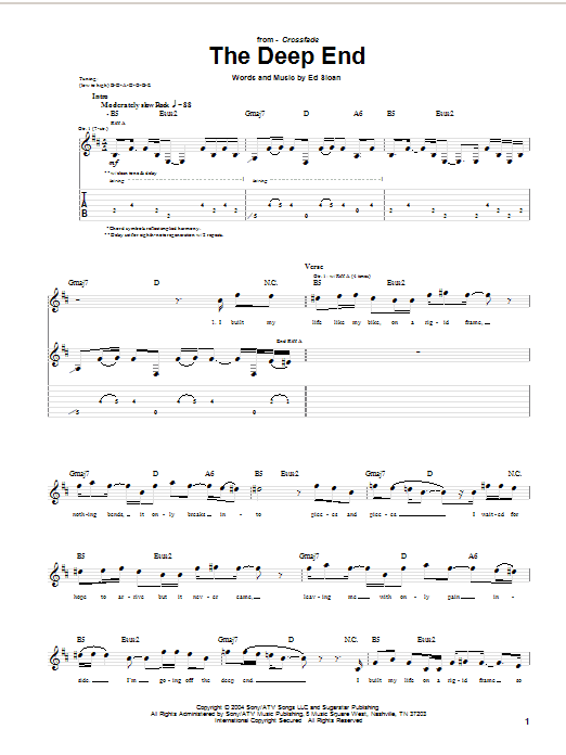 Download Crossfade The Deep End Sheet Music and learn how to play Guitar Tab PDF digital score in minutes