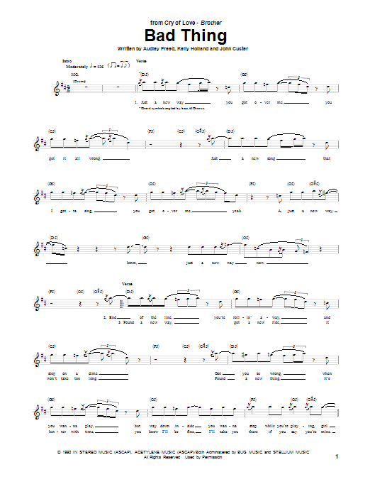 Download Cry Of Love Bad Thing Sheet Music and learn how to play Guitar Tab PDF digital score in minutes