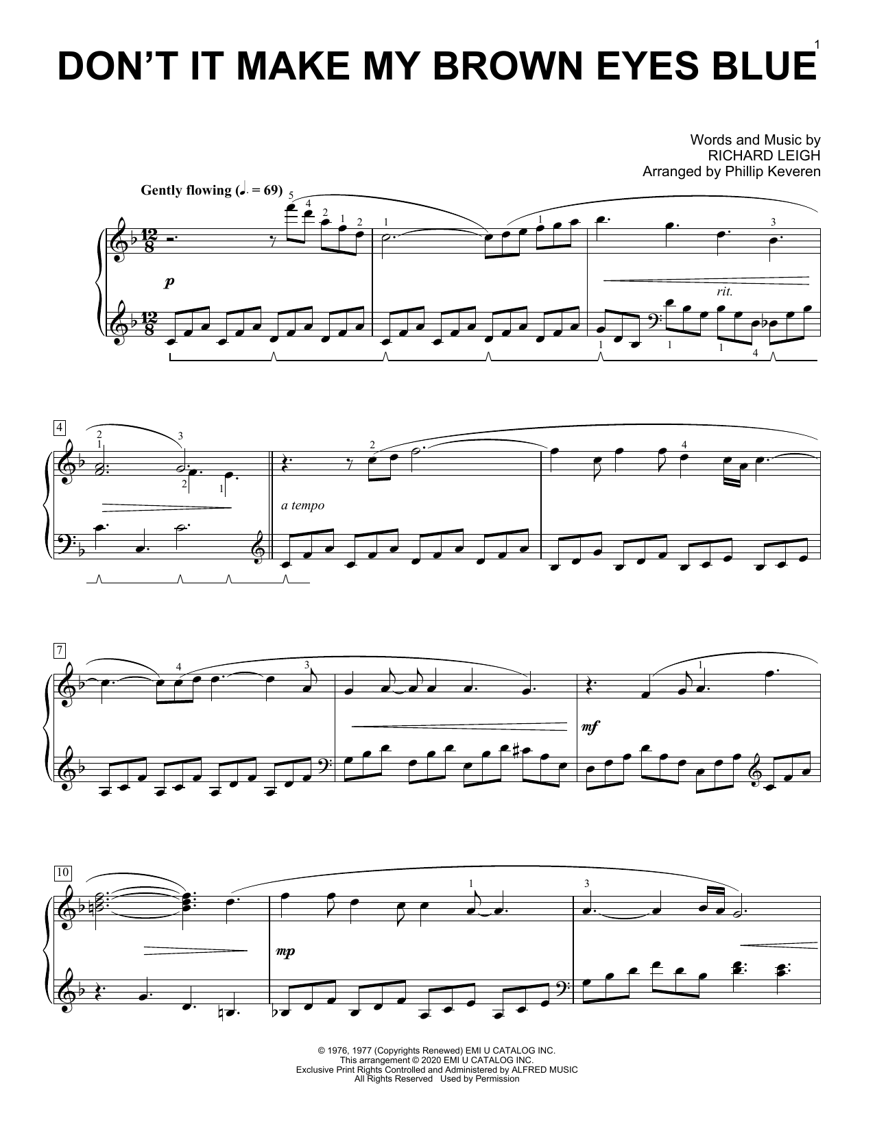 Download Crystal Gayle Don't It Make My Brown Eyes Blue [Classical version] (arr. Phillip Keveren) Sheet Music and learn how to play Piano Solo PDF digital score in minutes