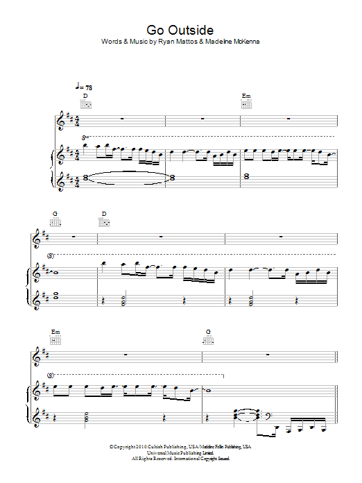Download Cults Go Outside Sheet Music and learn how to play Piano, Vocal & Guitar (Right-Hand Melody) PDF digital score in minutes