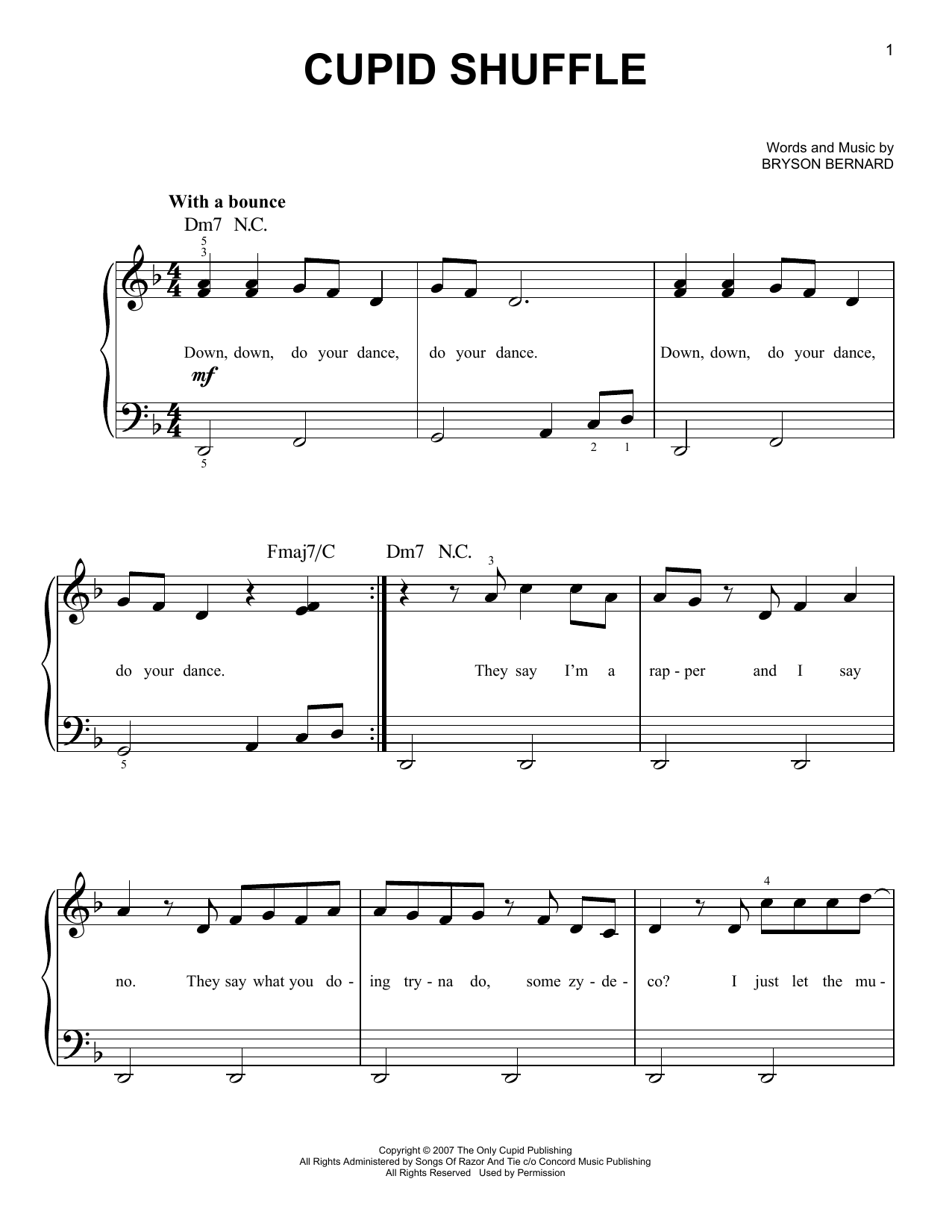 Download Cupid Cupid Shuffle Sheet Music and learn how to play Easy Piano PDF digital score in minutes