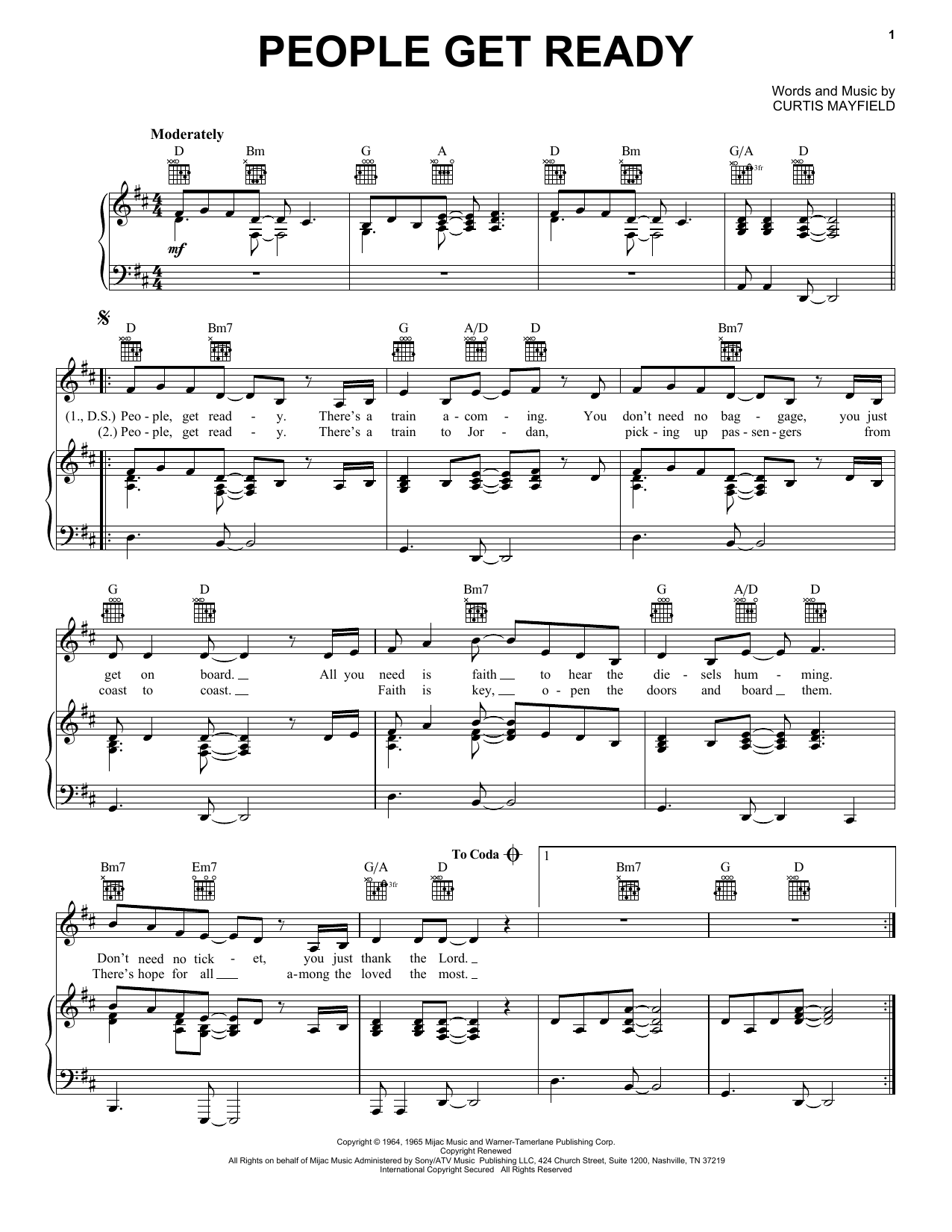 Download Curtis Mayfield People Get Ready Sheet Music and learn how to play Real Book – Melody & Chords PDF digital score in minutes