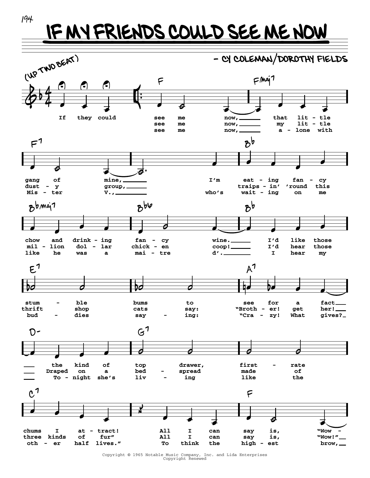 Download Cy Coleman If My Friends Could See Me Now (Low Voice) Sheet Music and learn how to play Real Book – Melody, Lyrics & Chords PDF digital score in minutes