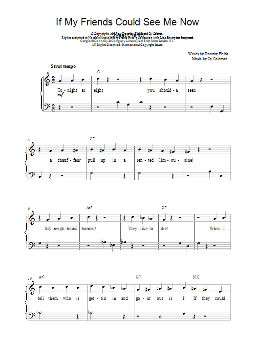 Download Dorothy Fields If My Friends Could See Me Now (from Sweet Charity) Sheet Music and learn how to play Piano PDF digital score in minutes