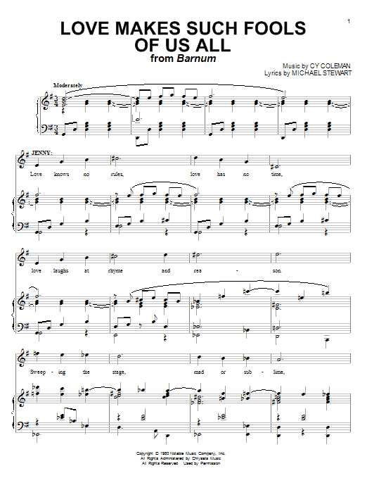 Download Cy Coleman Love Makes Such Fools Of Us All Sheet Music and learn how to play Piano & Vocal PDF digital score in minutes