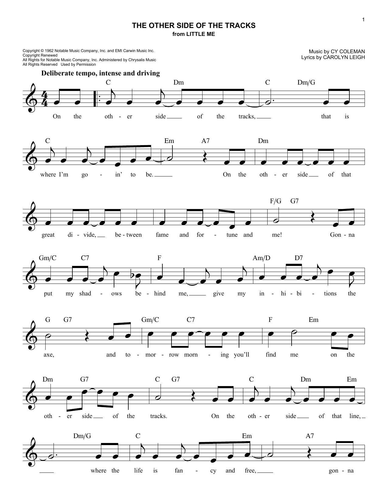 Download Cy Coleman On The Other Side Of The Tracks Sheet Music and learn how to play Real Book – Melody & Chords PDF digital score in minutes