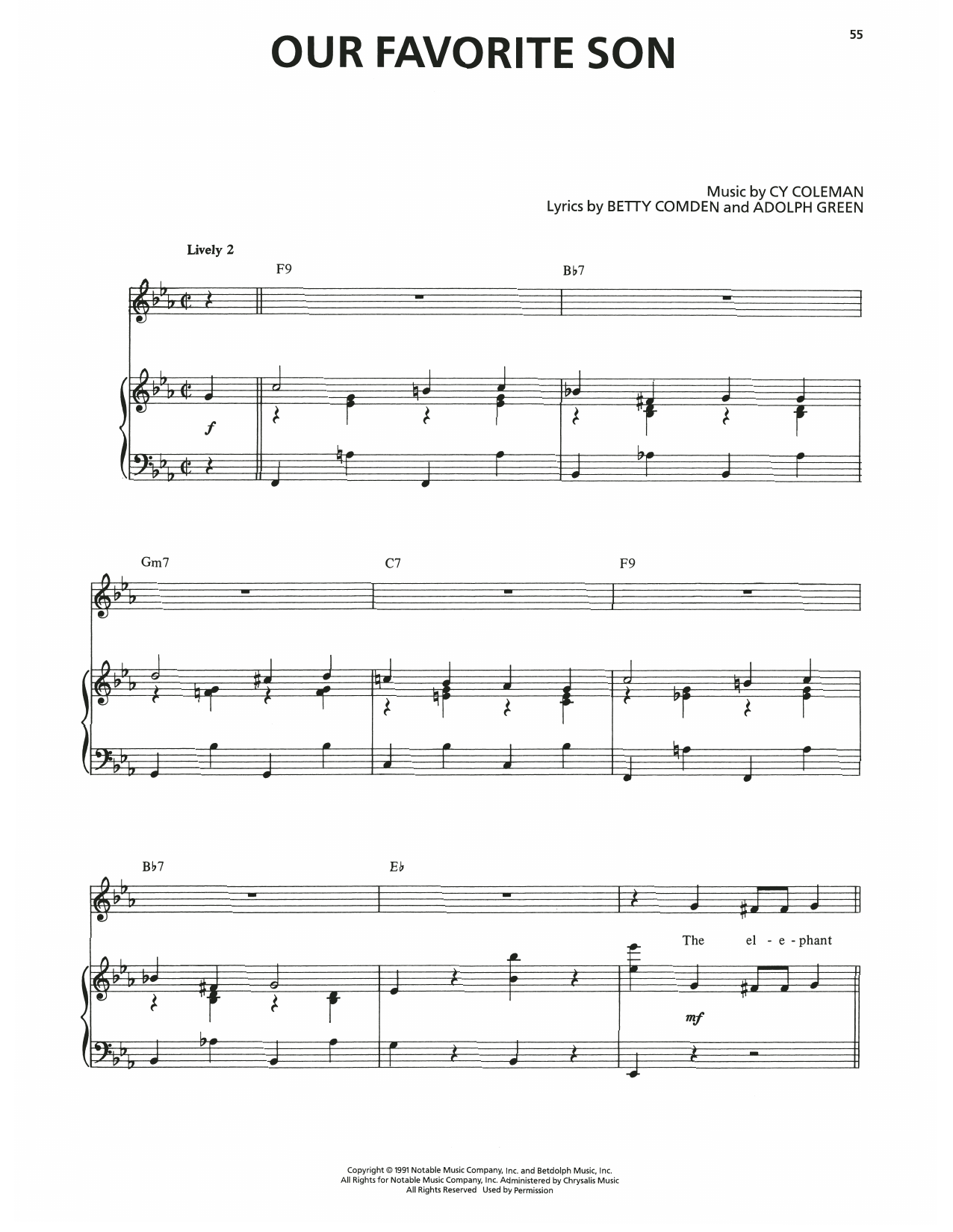 Download Cy Coleman Our Favorite Son (from The Will Rogers Follies) Sheet Music and learn how to play Piano & Vocal PDF digital score in minutes